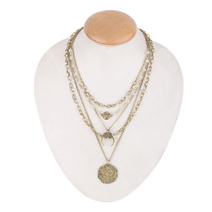 Collar de cuentas de concha de Luna multicapa de estilo bohemio, joyería de moda para mujer, colgantes de plata hechos a mano chapados en oro, venta al por mayor - Product Image 3