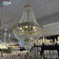 Lustre LEDA de luxe en cristal doré, suspension décorative pour mariages, banquets, hôtels et événements, décoration de plafond