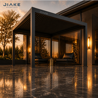 Pergola de luxe Jiake avec toit à lames motorisé et étanche pour villa, terrasse, patio, jardin, gazebo, pavillon, espace de vie extérieur
