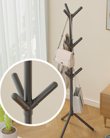 Porte-manteau mobile pratique en métal, design branche d'arbre, avec porte-chapeaux, pour la maison, le salon et la dressing, incluant des paniers à linge et un porte-chaussures