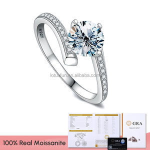 Grosir VVS D warna 100% cincin Moissanite 1CT cincin pertunangan brilian untuk wanita hadiah janji 925 perak murni perhiasan bagus - Product Image 2