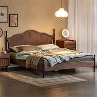 Ensemble de meubles de chambre à coucher en noyer noir de luxe moderne pour hôtel, lit king size en bois, lit mezzanine en bois, tête de lit queen size, lits souples