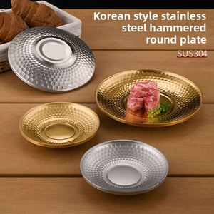 Assiette en acier inoxydable 304, style rétro de luxe léger, assiette à fruits pour la maison, assiette de service pour steak occidental et barbecue - Product Image 1