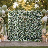 Nouvelle conception de toile de fond enroulable avec mur de fleurs artificielles roses pour la décoration de scène de mariage