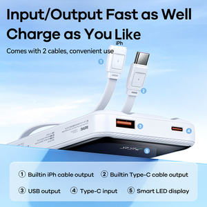 Reamx Rpp-679 20W+22.5W Power Bank With 2 Fast Charging <b>Cables</b> 10000Mah Large Capacity Mobile Phone Portable Powerbank RPP-679 P - Product Image 5