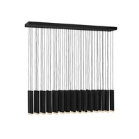 Lustre moderne en métal noir doré avec tube led linéaire suspendu lustre nordique maison plafond rectangulaire salle à manger lumière