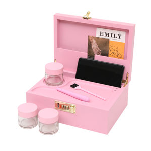 Boîte de rangement Woodworkerart avec serrure à combinaison intégrée et plateau coulissant, tube, brosse, boîte de rangement pour accessoires à herbes, ensemble cadeau - Product Image 2