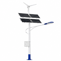 Lampadaire LED hybride solaire-éolien double alimentation, étanche IP65 avec contrôleur MPPT intelligent et batterie LiFePO4 pour routes et jardins
