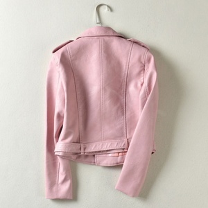 Veste courte en similicuir souple pour femme, manteau décontracté à manches longues avec fermeture éclair, veste de moto en cuir PU, veste bomber pour femme d'automne - Product Image 5