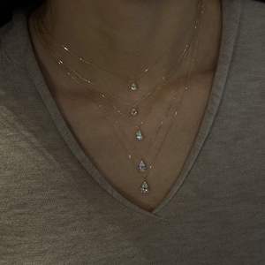 Collier en argent pur S925 avec diamant en forme de poire, luxe haut de gamme, chaîne de clavicule tendance, unique, niche, léger, superposé - Product Image 1