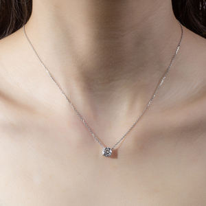 พร้อมจัดส่ง MSN-961 สร้อยคอเพชรแล็บทรงกลม 1 กะรัต ทองคำขาว 9K แฟชั่นเพชรแล็บ - Product Image 5