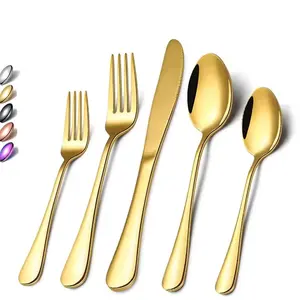 Cubiertos Bulk Wedding Luxury Gold Stainless Steel Cutlery Set Spoons Forks and Knife Silverware Set for Restaurant Hotel
