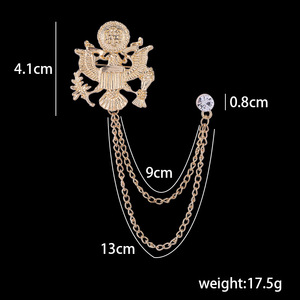 Tuta da uomo di moda corpetto con spilla a spilla con strass in cristallo con corpetto a catena Wild Suit spilla da bavero - Product Image 2