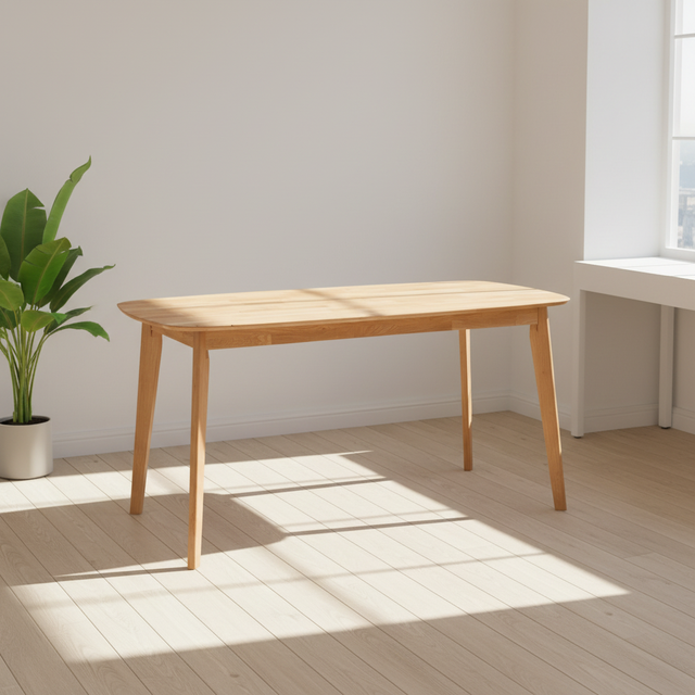 Solid Oak Square Dining Table with Chamfered Edge Oil Finish 6-Seater Modern Design for Warranty (160x80x75cm)