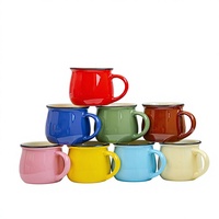 Lot de tasses en céramique émaillée style vintage Raylon, 150/250/350 ml, personnalisables avec logo, pour café et thé, compatibles micro-ondes et lave-vaisselle
