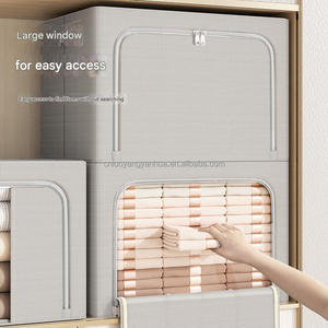 접을 수있는 캐비닛 보관함 상자 투명 창 침대 시트 주최자 옷장 의류 보관 용기 - Product Image 2