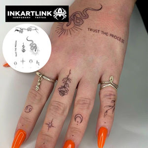 Autocollant de <span class=keywords><strong>tatouage</strong></span> temporaire personnalisé pour doigt, motif <span class=keywords><strong>serpent</strong></span>, rose, lune, minimaliste, à base de plantes, semi-permanent 15 jours, art corporel, vente en gros - Product Image 2