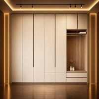 Armario Vestidor de Lujo Abierto Personalizado de Madera, Sistema de Armario Moderno de Madera para Ropa, Armario con Cajones para Dormitorio