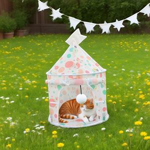 Tente pour chat de conception cartoon, durable, respirante, pour l'intérieur et l'extérieur, tente pliable portable pour chats et petits chiens - Product Image 4