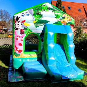 Castillo inflable comercial para niños, combo de castillo inflable y tobogán con temática de jungla. - Product Image 1