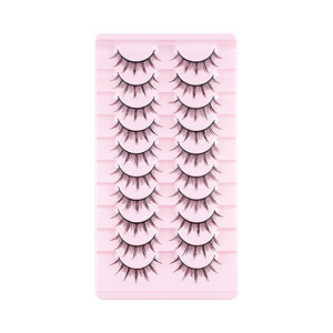 10 paires de faux cils en poils synthétiques à tige rigide, aspect naturel, design petit diable de dessin animé, avec boîte personnalisable pour logo - Product Image 5