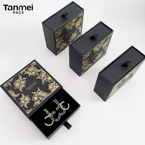 Caja de Regalo de Joyería Negra de Lujo con Logotipo Personalizado, Caja de Regalo con Cajón para Pulsera, Anillo, Collar, Pendientes y Colgante - Product Image 5