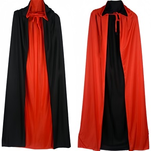 เสื้อคลุมฮาโลวีนแบบกลับด้านได้ สีแดงและสีดำ มีฮู้ด สำหรับผู้ใหญ่และเด็ก ขายส่ง - Product Image 1