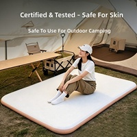 Matelas gonflable en PVC épais de 20 cm, toucher brossé, portable pour l'extérieur, la voiture ou la maison, pliable pour deux personnes