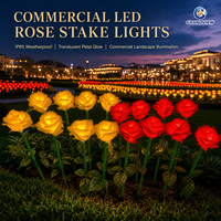 Lampes LED commerciales en forme de rose artificielle sur piquet, éclairage extérieur IP65 pour jardin et paysage, lumière florale couleur personnalisée pour décoration de mariage et parc à thème