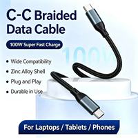 Câble USB-C vers USB-C en nylon tressé à charge rapide PD 100W 5A avec puce E-Marker pour ordinateurs et téléphones mobiles
