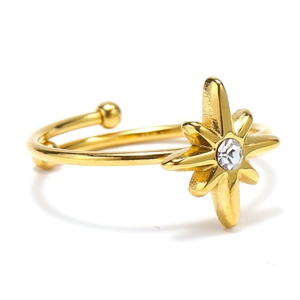 Anillo de Joyería de Alta Gama para Mujer, Minimalista, Chapado en Oro, Acero Inoxidable, con Circonita, Diseño de Estrella - Product Image 2