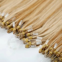 Extensiones de Cabello Humano Ruso con Microperlas, Teñidas, Remy, Doble Trama, Trama Simple, Largas, Invisibles, Sin Costuras, Nano Micro Ring