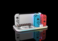 Dok Pengisi Daya Saitake untuk Dudukan Konsol Joy-Con 4 Port Lampu RGB Berpendar Pengisian Cepat Tegangan Pengisian Ultra-Tipis Desain Ultra-Tipis