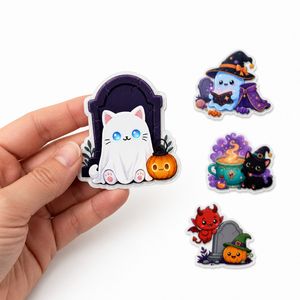 Custom <strong>Halloween</strong> Cartoon Sticker Waterproof Self Adhesive Vinyl Die Cut Cat Trick Or Treat Holiday Stickers For Box Packaging - Product Image 2