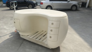 Q001 Modern Furniture Reception Desk Counter Fiberglass Leisure Office CEO Boss Luxury Salon Spa Curved <b>Bar</b> Front Desk <b>Table</b> - Product Image 2