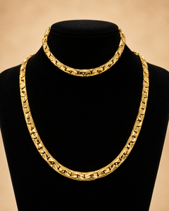 Conjunto de Joyería Clásico de Moda, Cadena Cubana y Collar Chapados en Oro de 14k para Hombre, Joyería para Boda, Compromiso y Fiesta - Product Image 6