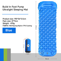 Matelas de camping gonflable ultraléger et imperméable avec oreiller intégré, pompe à pied, design compact, 4 saisons