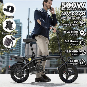 Vélo Électrique Mini <span class=keywords><strong>Pliant</strong></span> 14 Pouces 500W à Batterie Lithium 3 Vitesses Certifié CE, Conception Multi-Pliante, Idéal pour les Trajets Quotidiens et la Vie en <span class=keywords><strong>Appartement</strong></span> (Stock US) - Product Image 1