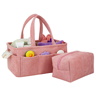 Organisateur de couches en velours côtelé rose Sac à couches et petite pochette