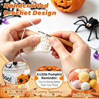 Poupées en crochet positives pour le soutien émotionnel, fantômes citrouilles, faites à la main en fil doux texturé, cadeaux d'Halloween effrayants pour femmes et hommes