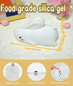 Cost Effective Bunny Night Light Rechargeable Type C Tap Color Change Soft Glow Kids <strong>Bedroom</strong> <strong>Lamp</strong> - Product Image 1