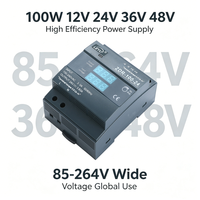 100w smps industriels LED 110V 220V AC à DC 12V 15V 24V 36V 48V alimentation sans interruption sur rail Din