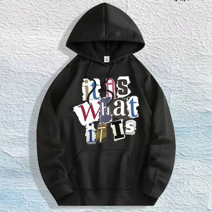 Almacén Local en EE. UU.: Sudadera con Capucha 100% Algodón con Estampado Gráfico de Collage 'It Is What It Is', 7 Colores - Product Image 1