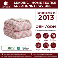 Couverture en flanelle jacquard respirante, douce, confortable et légère pour lit, vente en gros d'usine Orvetex