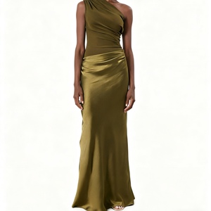 เดรสลำลองเซ็กซี่สำหรับออกงานกลางคืน ทรงเอไลน์ คอเสื้อไม่สมมาตร ไร้แขน เปิดหลัง สีพื้น เอวธรรมชาติ ความยาวปานกลาง - Product Image 6