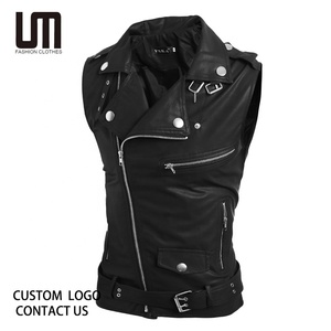 Liquidation des ventes <span class=keywords><strong>Veste</strong></span> de motard pour hommes-Gilet en <span class=keywords><strong>cuir</strong></span> coupe ajustée Gilet de moto vintage - Product Image 2