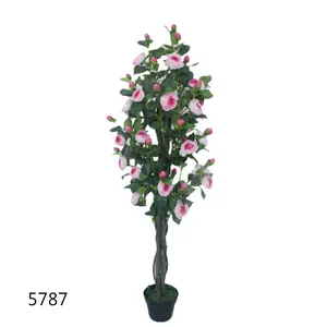 5787 홈 장식 높은 시뮬레이션 플라스틱 동백 나무 미니 스케이프 장미 인공 꽃