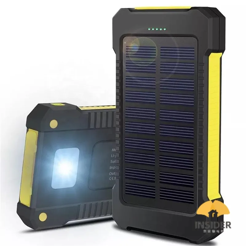 Outdoor Sport Waterproof LED Flashlight Solar Powerbank 20000Mah Powerbank 20000 Smart Power Bank 20000Mah Powerbank Solar Power