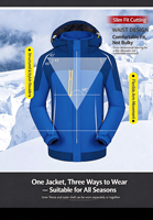 Blouson d'hiver unisexe imperméable coupe-vent à capuche zippé en polyester réversible respirant avec logo frontal