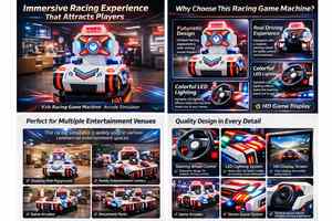 Che Wang Bao Bei Coin Operated Kids <b>Arcade</b> Racing Game Machine Dynamic Motion Seat Colorful LED Lighting English 1 Year - Product Image 3